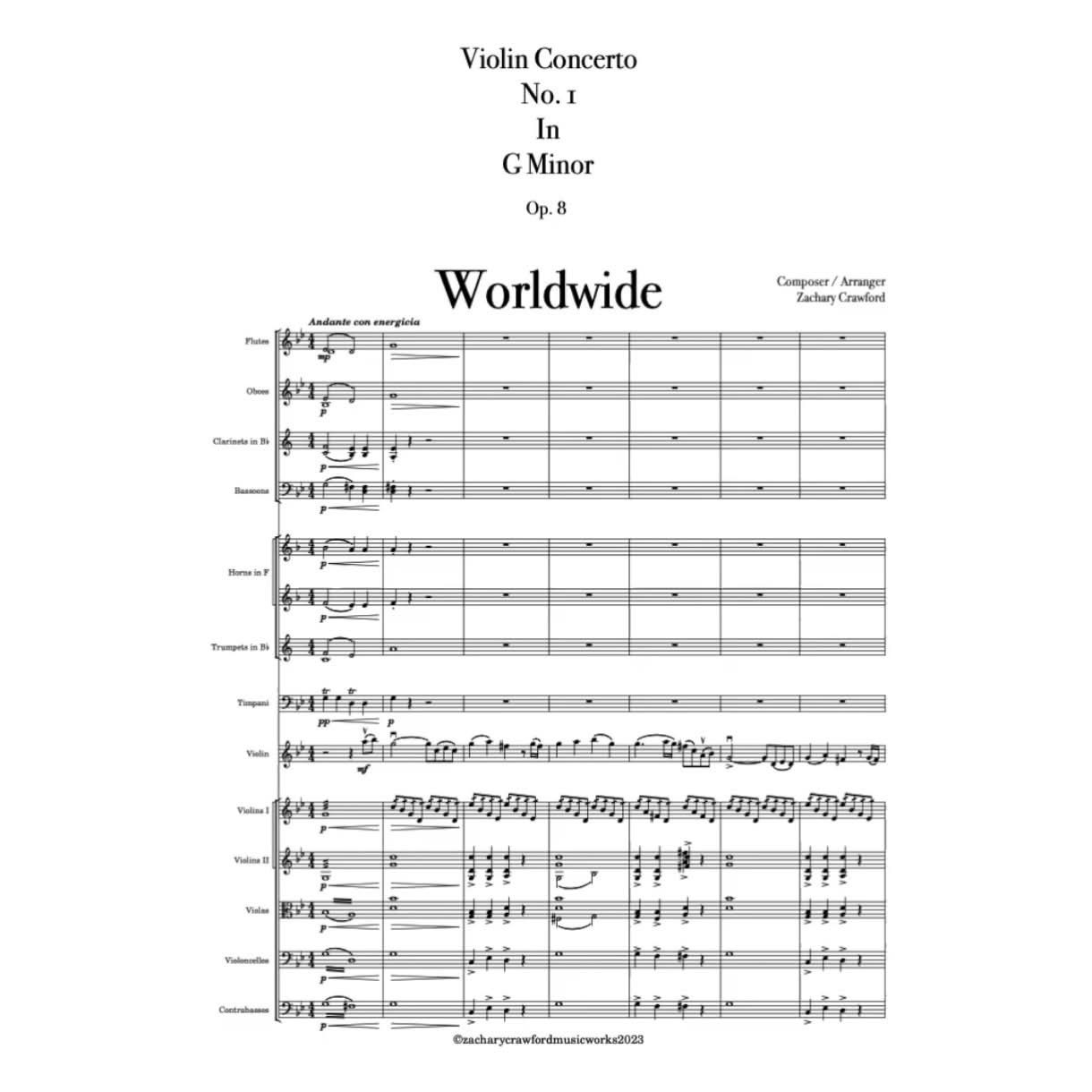 Crawford Violin Concerto No.1 in G Minor "Worldwide" cover art
